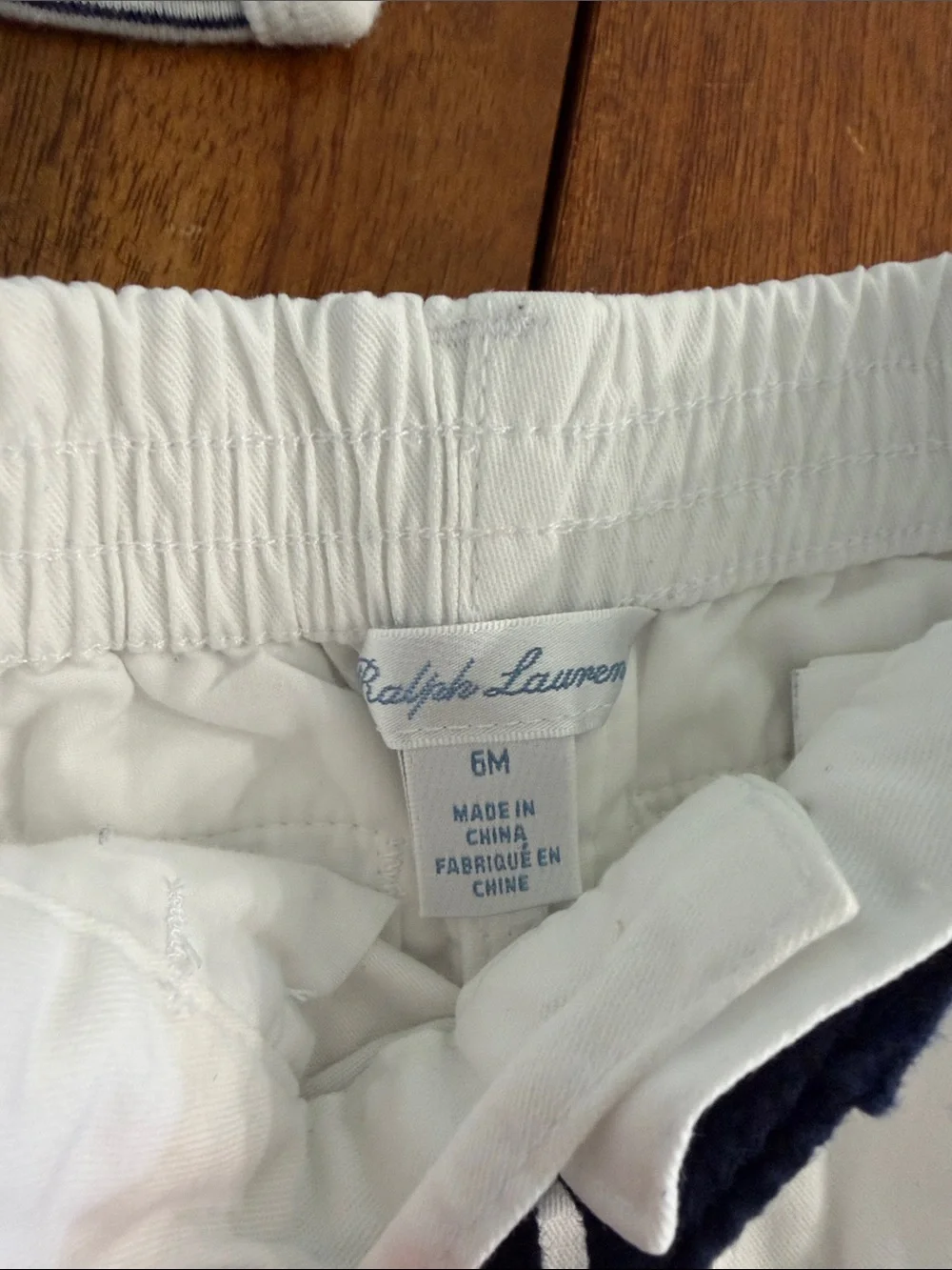 Ralph Lauren Striped Collar Top and White Pants Set w/ Navy Belt Boys 6 months